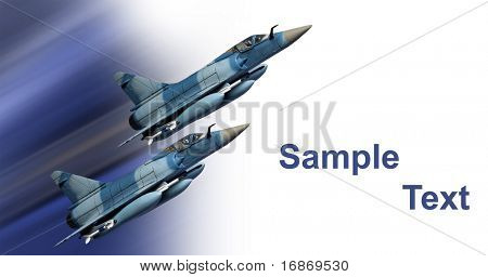 Twee jets - wenskaart, envelop, enz. Jets is kunststof kit 1:144 schaal