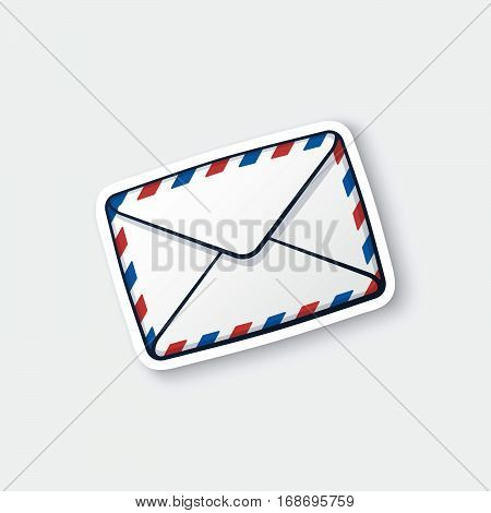 Vector illustration. Closed white mail envelope. Not read incoming message. Cartoon sticker in comics style with contour. Decoration for greeting cards posters patches prints for clothes emblems