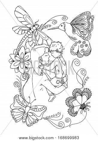 Mother and son. Fammily love. Vector image