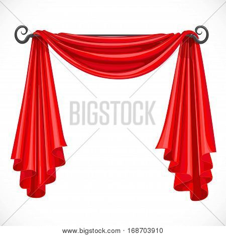 Red Curtains On The Ledge Forged Isolated On A White Background