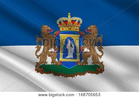 Flag of Assen is a municipality and a city in the northeastern Netherlands and is the capital of the province of Drenthe. 3d illustration