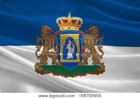 Flag of Assen is a municipality and a city in the northeastern Netherlands and is the capital of the province of Drenthe. 3d illustration