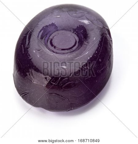 One fruit hard sugar candy,  boiled sweet or sugar plum isolated on white background cutout