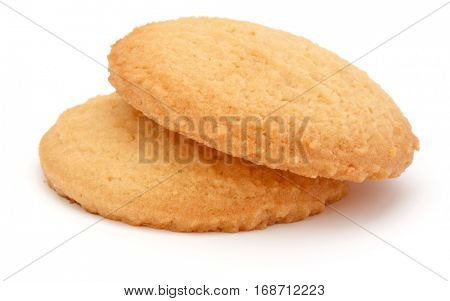 stacked short pastry cookies isolated on white background.