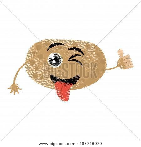 potato expressions silly face icon, vector illustration