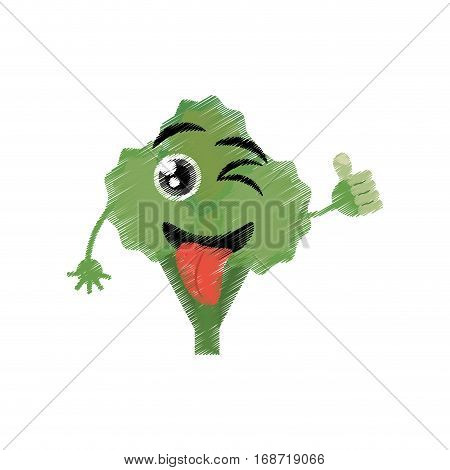 broccoli expressions silly face icon, vector illustration
