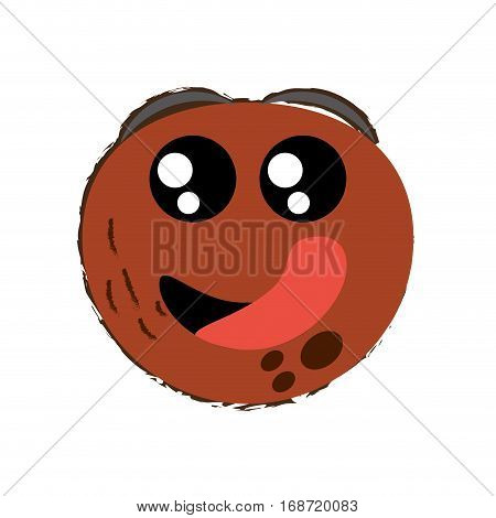coconut expressions hungry face icon, vector illustration