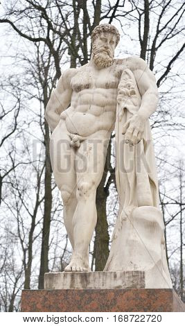 Statue of Hercules in the Alexander Garden in St.Petersburg Russia.