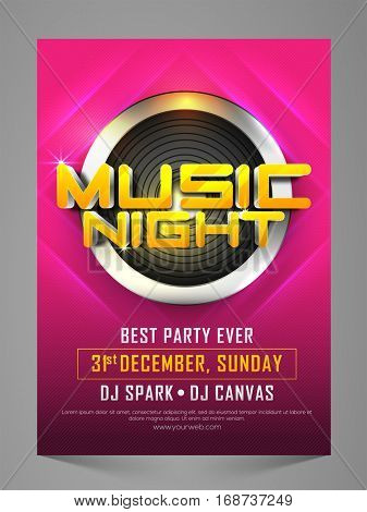 Stylish Music Night Party Celebration Flyer, Banner, Pamphlet or Invitation.