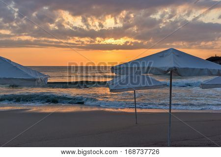 Amazing Sunrise from Beach of town of Tsarevo, Burgas Region, Bulgaria