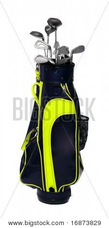 Twee kleur golfclubs zak - geïsoleerd op een witte achtergrond.