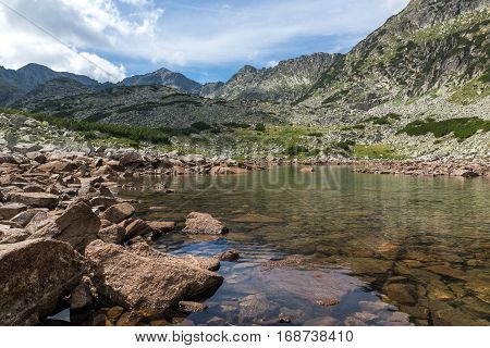 Panoramic view of Musalenski lakes and Musala peak, Rila mountain, Bulgaria