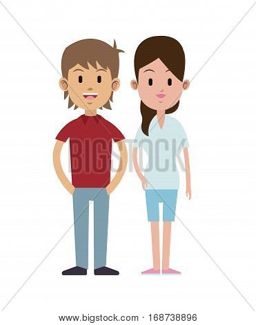 young couple smile standing casual vector illustration eps 10