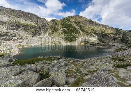 Panoramic view of Musalenski lakes and Musala peak, Rila mountain, Bulgaria