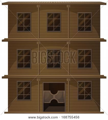 Building made of wood in western style illustration