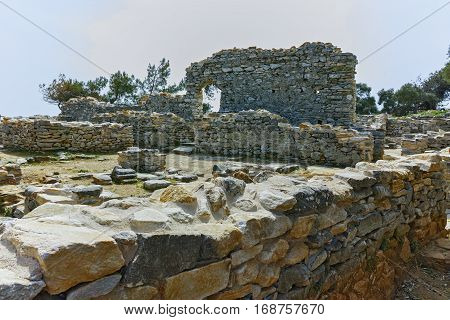 Ruins in Archaeological site of Aliki, Thassos island,  East Macedonia and Thrace, Greece