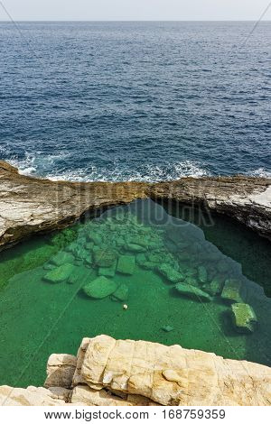 Amazing view of Giola Natural Pool in Thassos island, East Macedonia and Thrace, Greece