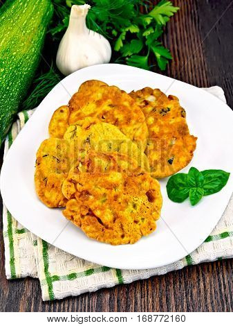 Flapjack Chickpeas With Basil In Plate On Board