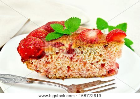 Pie Strawberry With Jelly On Light Board