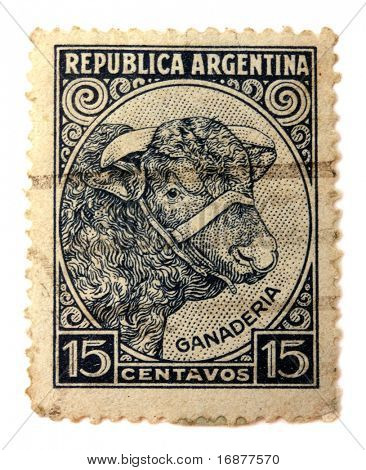 Argentinien - ca. 1935: Eine Briefmarke gedruckt in der Argentinien zeigt Bild eines Stiers, Argentinien, ca. 1