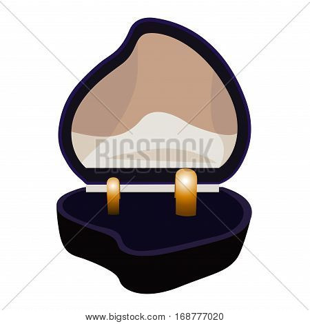 cartoon illustration of two wedding rings in an open blue box