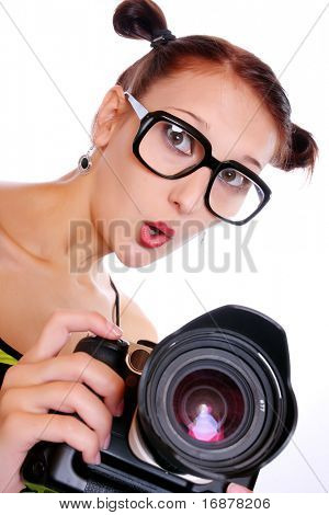 Ritratto di un fotografo divertente.