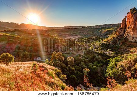 Ronda, Spain, a landscape with the Tajo Gorge.