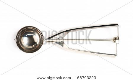 Spring release ice-cream scoop spoon isolated over the white background