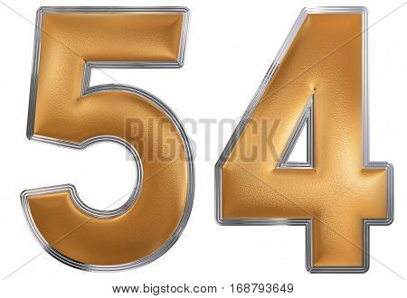 Numeral 54, Fifty Four, Isolated On White Background, 3D Render