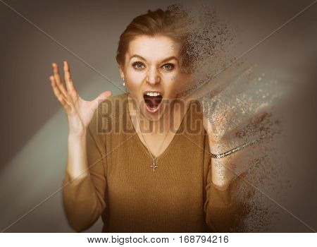 Portrait Of An Angry Woman Skreaming