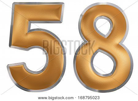 Numeral 58, Fifty Eight, Isolated On White Background, 3D Render
