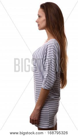 Profile Of Confident Casual Woman Looking Forward