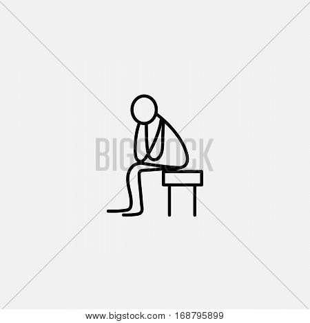 Cartoon icon of sketch stick figure in cute miniature scenes.