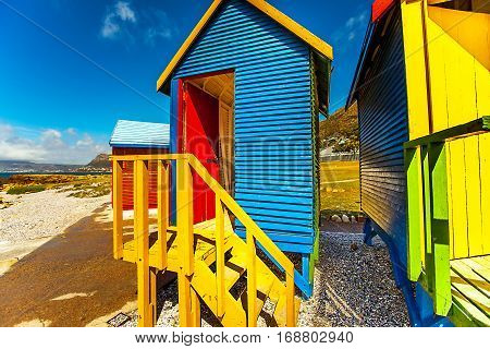 Colorful beach houses in St.James South Africa