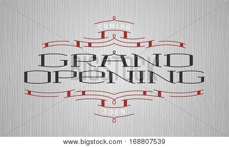 Grand opening vector illustration. Nonstandard graphic design element with lettering for opening ceremony can be used as banner