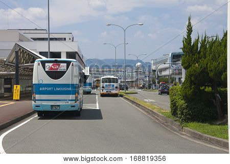 Osaka, Japan - Aug 10: Airport Limousine Bus Station In Osaka International Airport Itami. Aug 10, 2