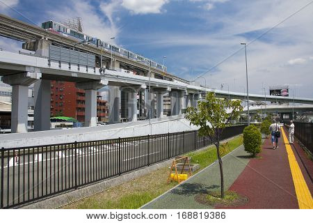Osaka, Japan - Aug 10, 2015: Osaka Monorail Near The Osaka International Airport