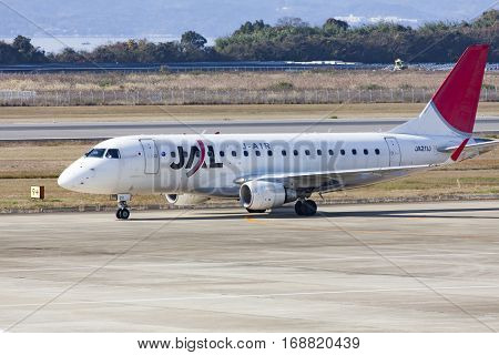 19 Dec 2015 Airport Nagasaki. Japan. Jal Airplane Ja211J In Airport Of Nagasaki (ngs), Omura
