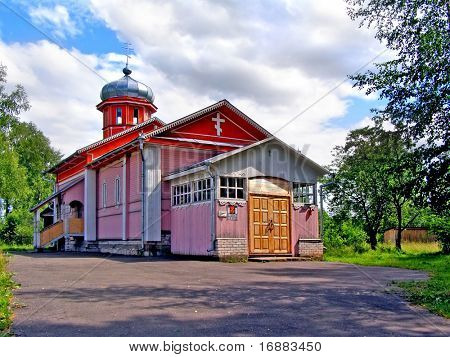 small wooden christian rural church