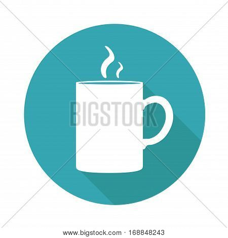 Mug Vector blue round icon with shadow