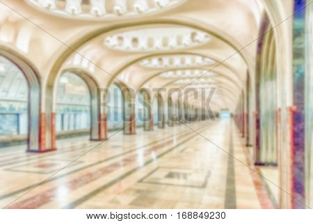 Defocused Background With Mayakovskaya Subway Station In Moscow, Russia