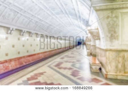 Defocused Background With Interior Of Belorusskaya Subway Station In Moscow