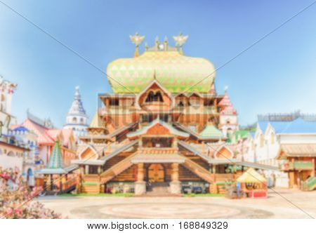 Defocused Background With The Iconic Izmailovskiy Kremlin In Moscow, Russia