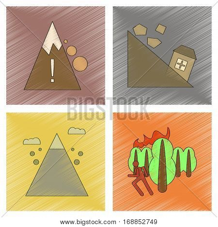 assembly flat shading style icon of danger natural disasters