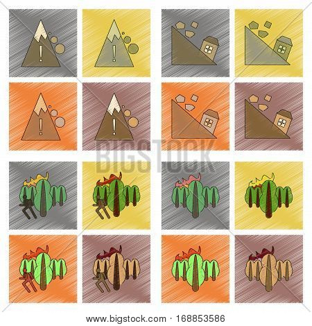 assembly flat shading style icon of danger natural disasters