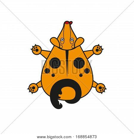 Cartoon illustration vector dog. puppy top view