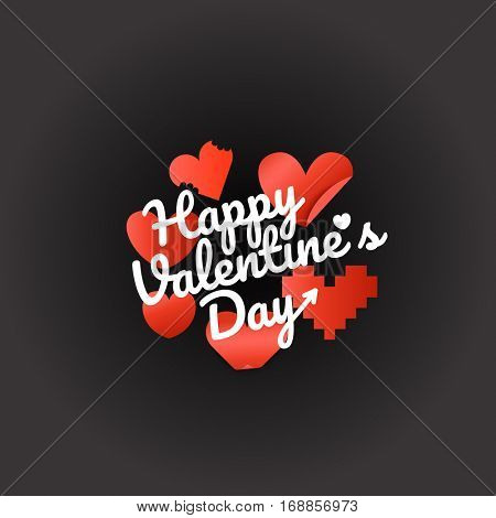 Happy valentines day wishes greeting card. Valentines vector label