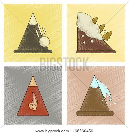 assembly flat shading style icon of mountains snow avalanche