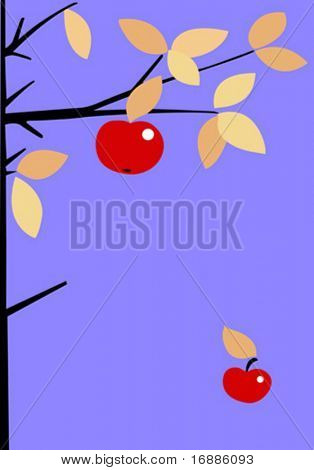 apple illustrazione vettoriale sul ramo degli alberi aple