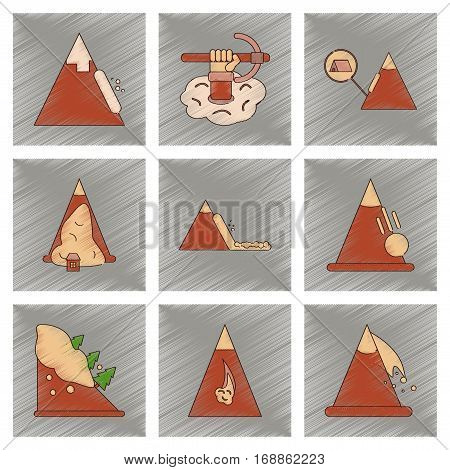 assembly flat shading style icon of mountains snow avalanche